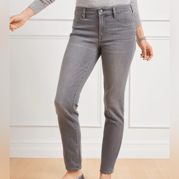 Talbots Denim - Talbots Women 6 Gray Denim Stretch Five Pocket Flawless Curvy Slim Ankle Jeans